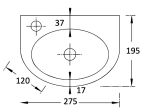 Lave-mains pour WC, suspendu semi-arrondi, parfait pour les espaces restreints, Largeur 27,5 cm, Profondeur 19,5 cm, Hauteur 12 cm, résine minéral, Livraison 5-7 jours OFFERTE.